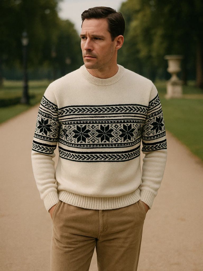 100% Wool Fair Isle Pullover Sweater Jumper - Cross & Crown - Cross & Crown