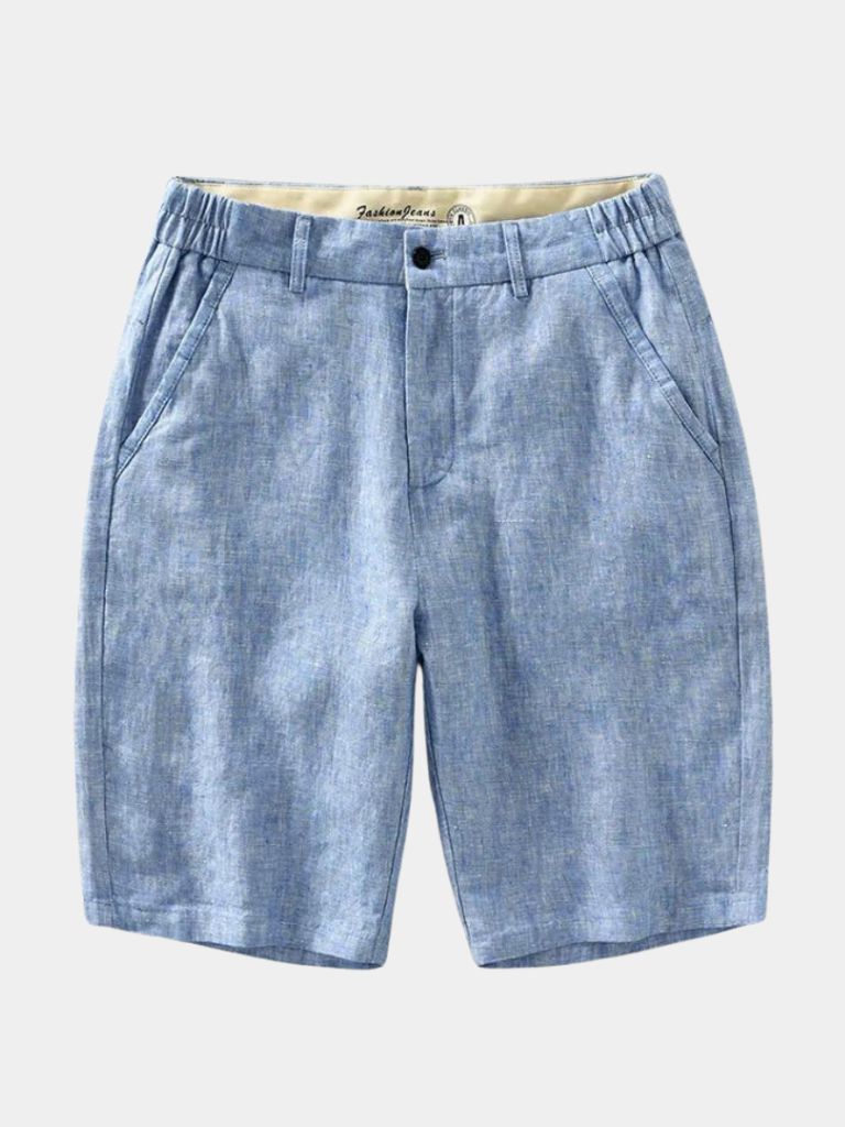 Bleu Horizon Linen Shorts - Cross & Crown