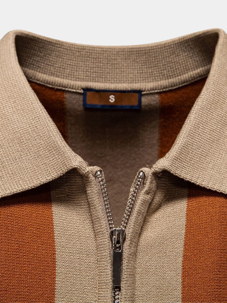Navy Stripe Polo - Cross & Crown