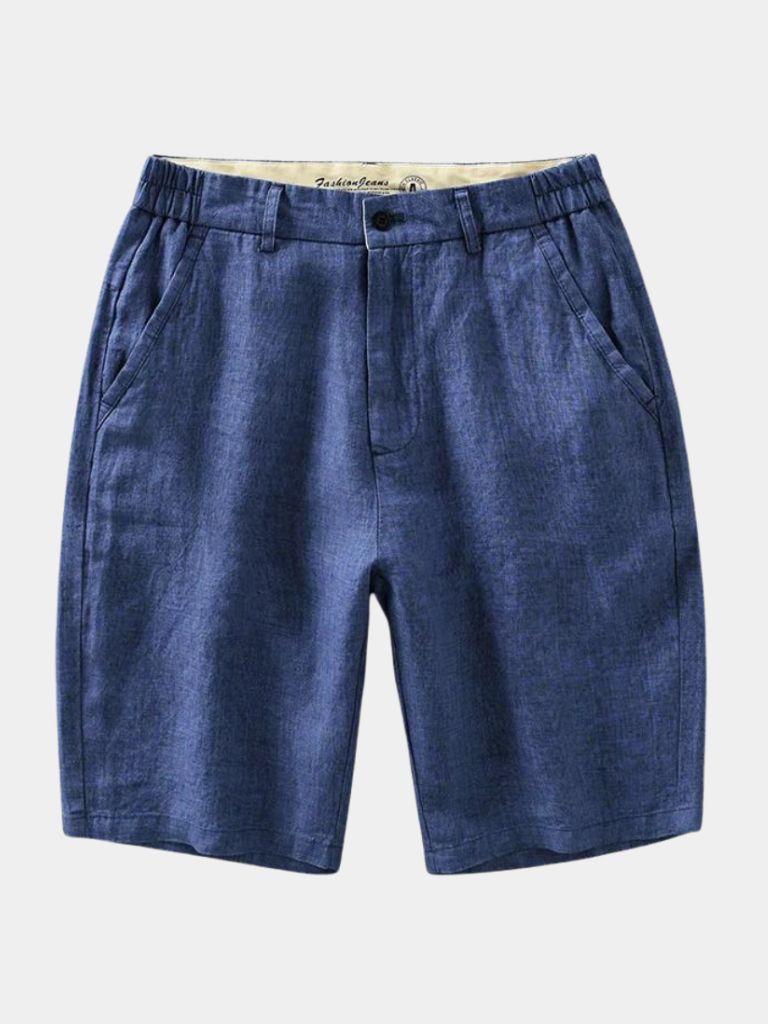 Bleu Horizon Linen Shorts - Cross & Crown