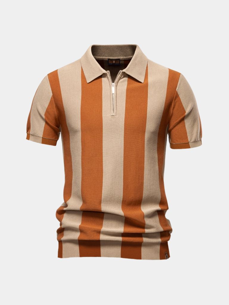 Navy Stripe Polo - Cross & Crown