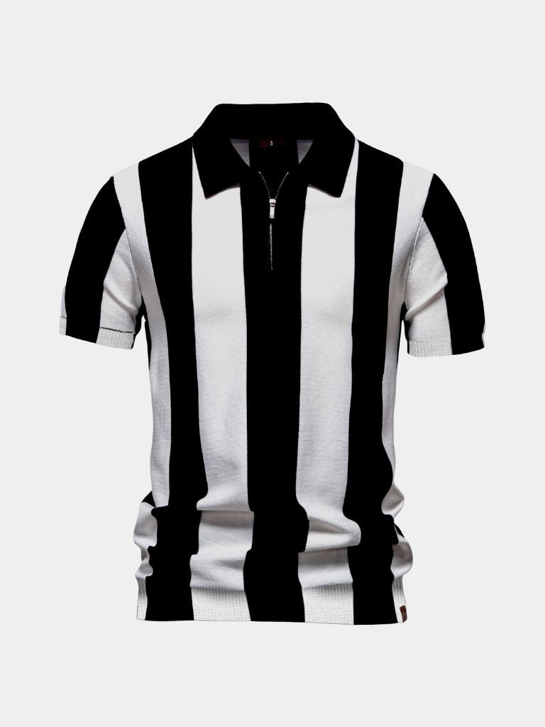 Navy Stripe Polo - Cross & Crown