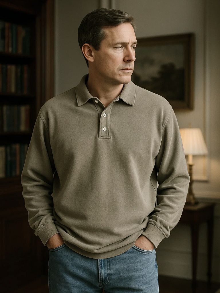 Canyon Mist Long Sleeve Polo Shirt – Cross & Crown