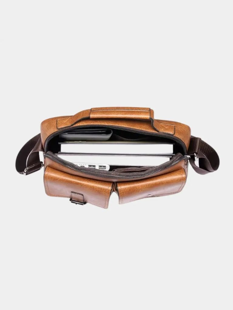 Retro Leather Square Shoulder Bag - Cross & Crown