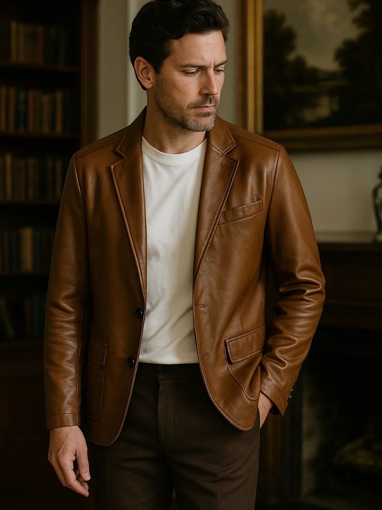 Bold Caramel Leather Jacket - Cross & Crown