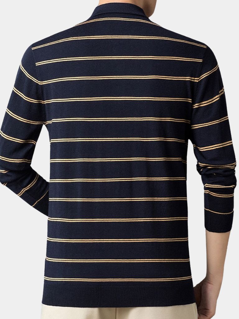 Navy Sunset Striped Polo - Cross & Crown