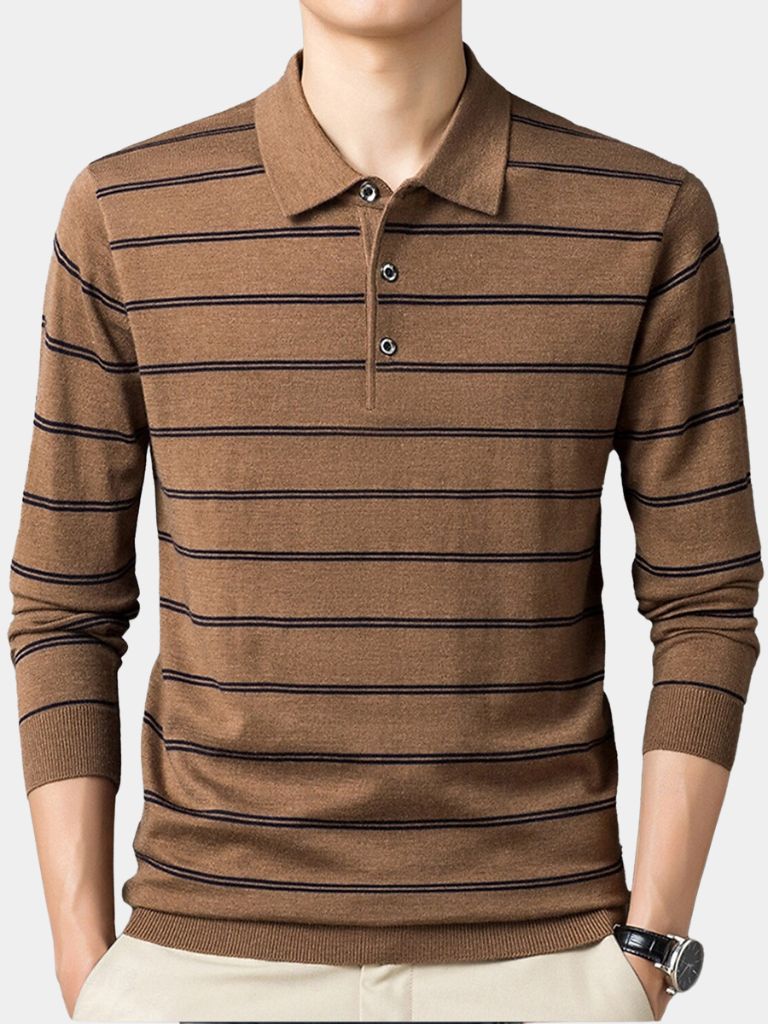 Navy Sunset Striped Polo - Cross & Crown