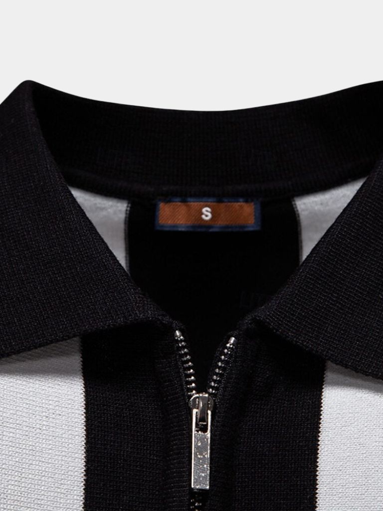 Navy Stripe Polo - Cross & Crown