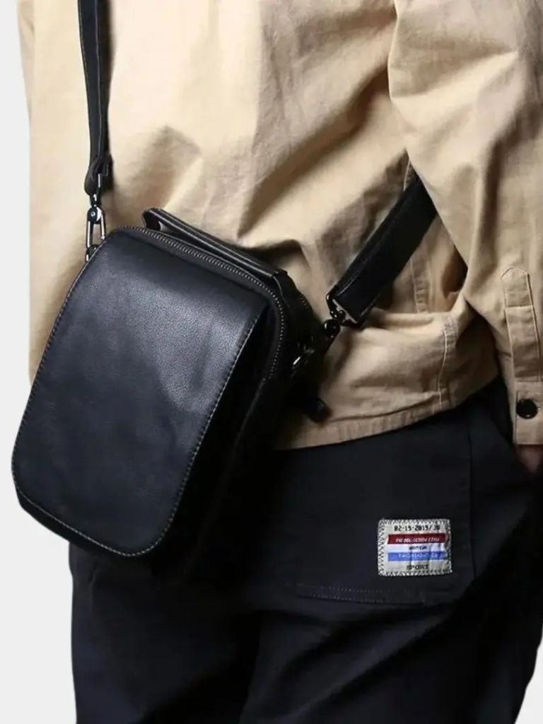 Leather Men's Shoulder Bag - Cross & Crown