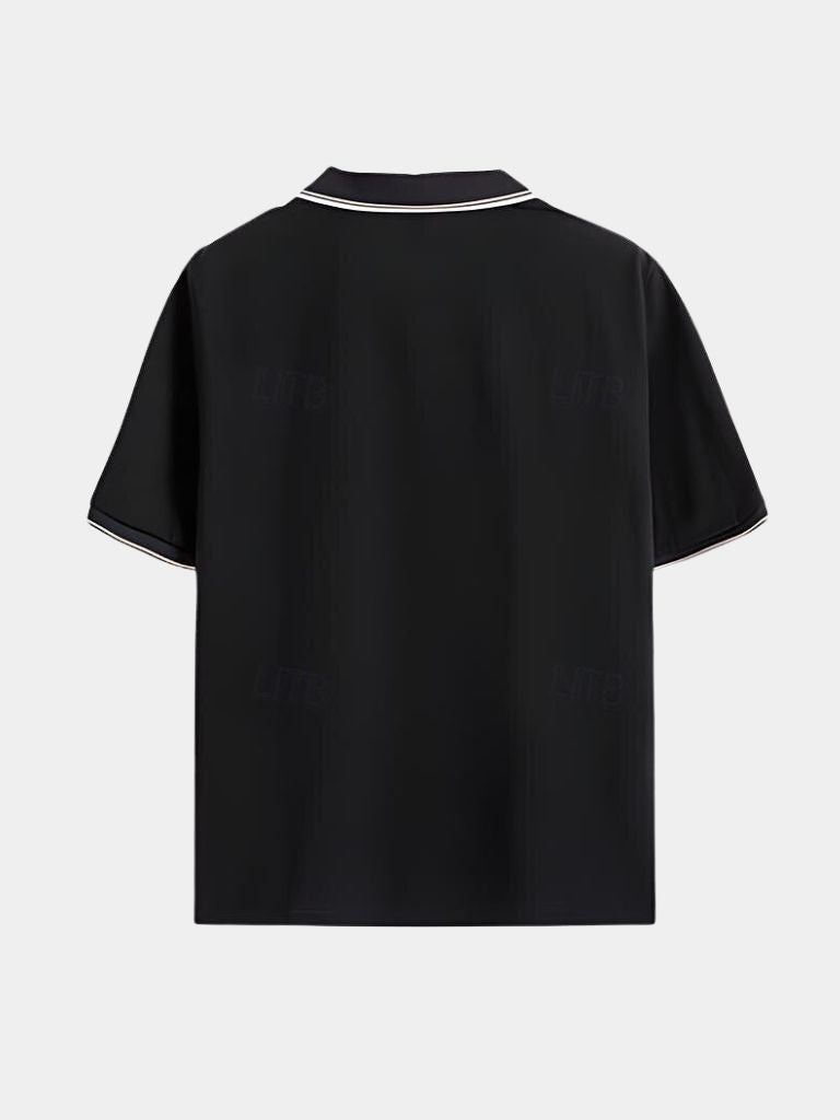 Timeless Black V-Neck Polo - Cross & Crown