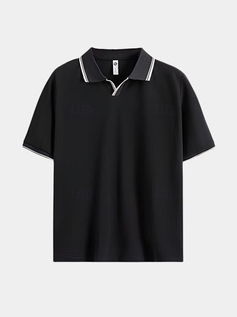 Timeless Black V-Neck Polo - Cross & Crown