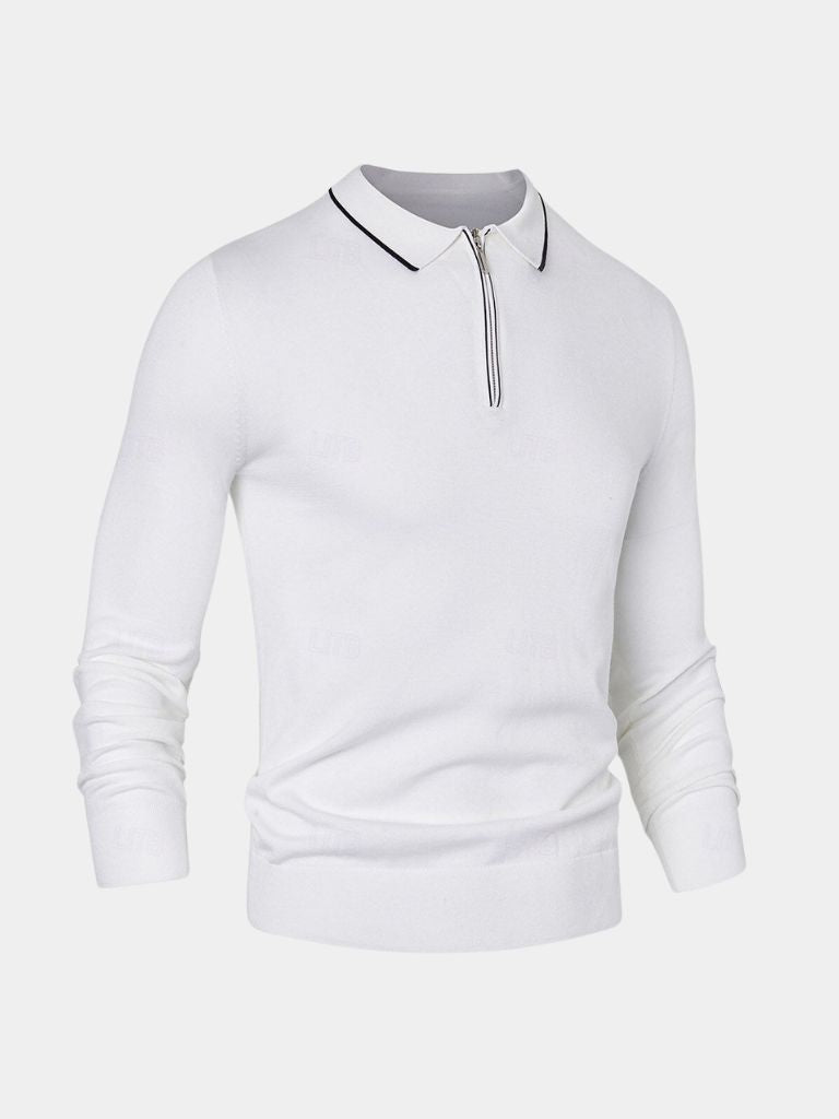 Ivory Elite Long Sleeve Polo – Cross & Crown