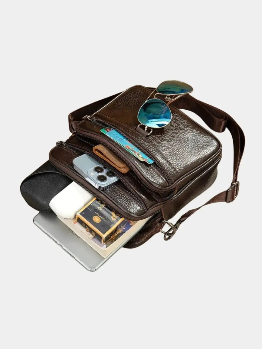 Leather Men's Shoulder Bag - Cross & Crown