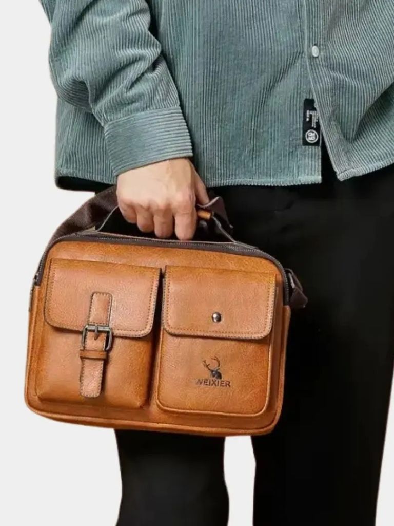Retro Leather Square Shoulder Bag - Cross & Crown