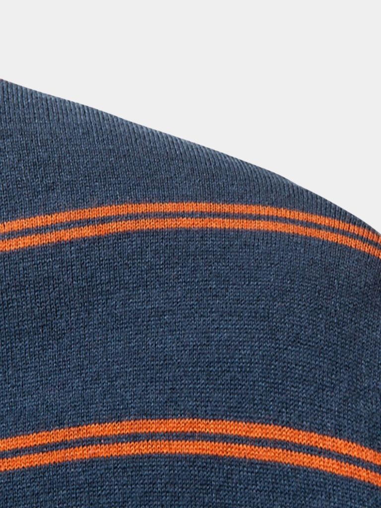 Navy Sunset Striped Polo - Cross & Crown