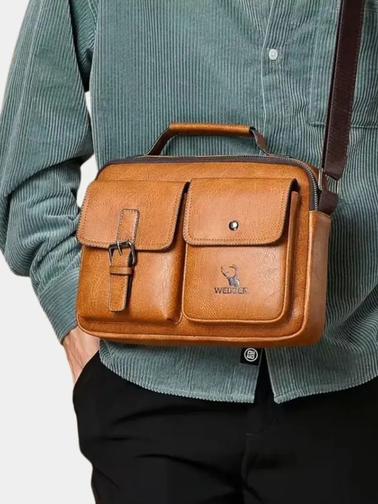 Retro Leather Square Shoulder Bag - Cross & Crown
