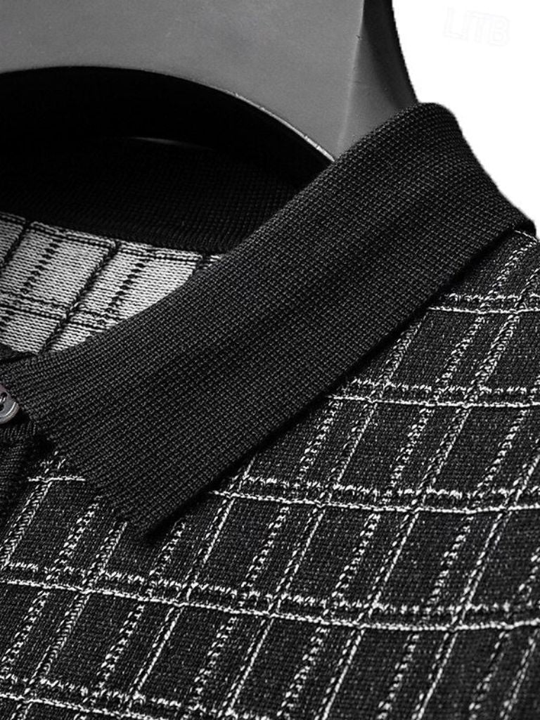 Classic Noir Knit Polo Shirt - Cross & Crown