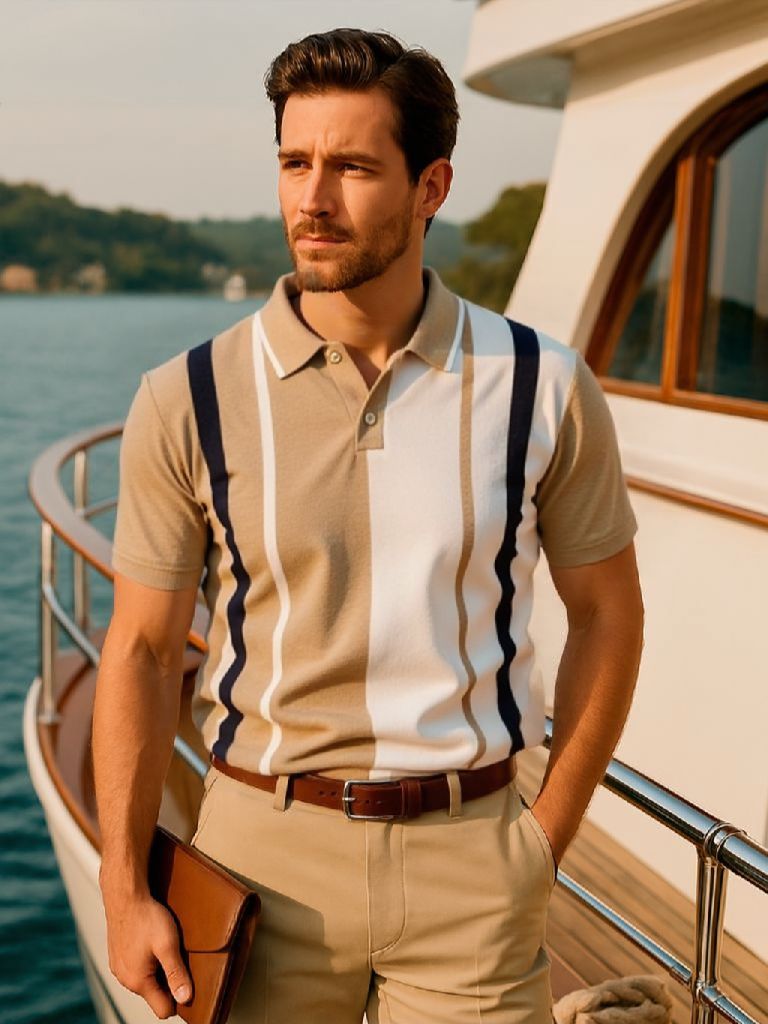 Retro Stripe Polo – Cross & Crown