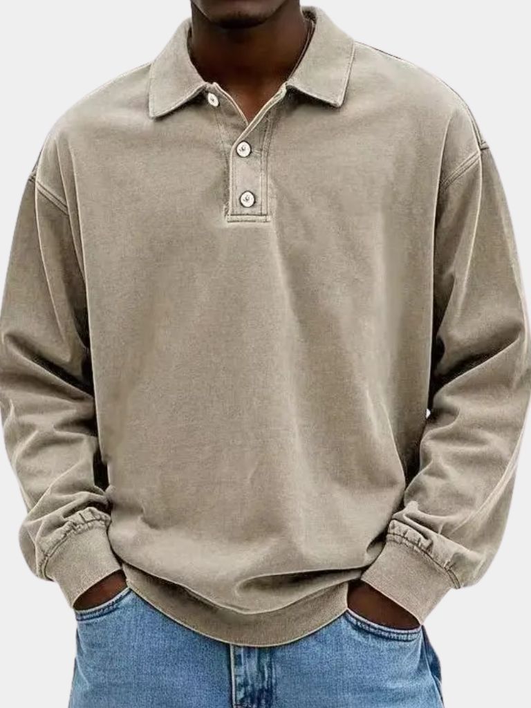 Canyon Mist Long Sleeve Polo Shirt – Cross & Crown - Cross & Crown