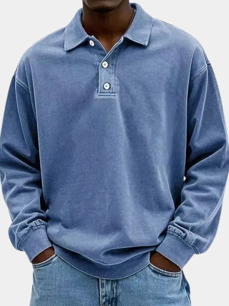 Canyon Mist Long Sleeve Polo Shirt – Cross & Crown - Cross & Crown