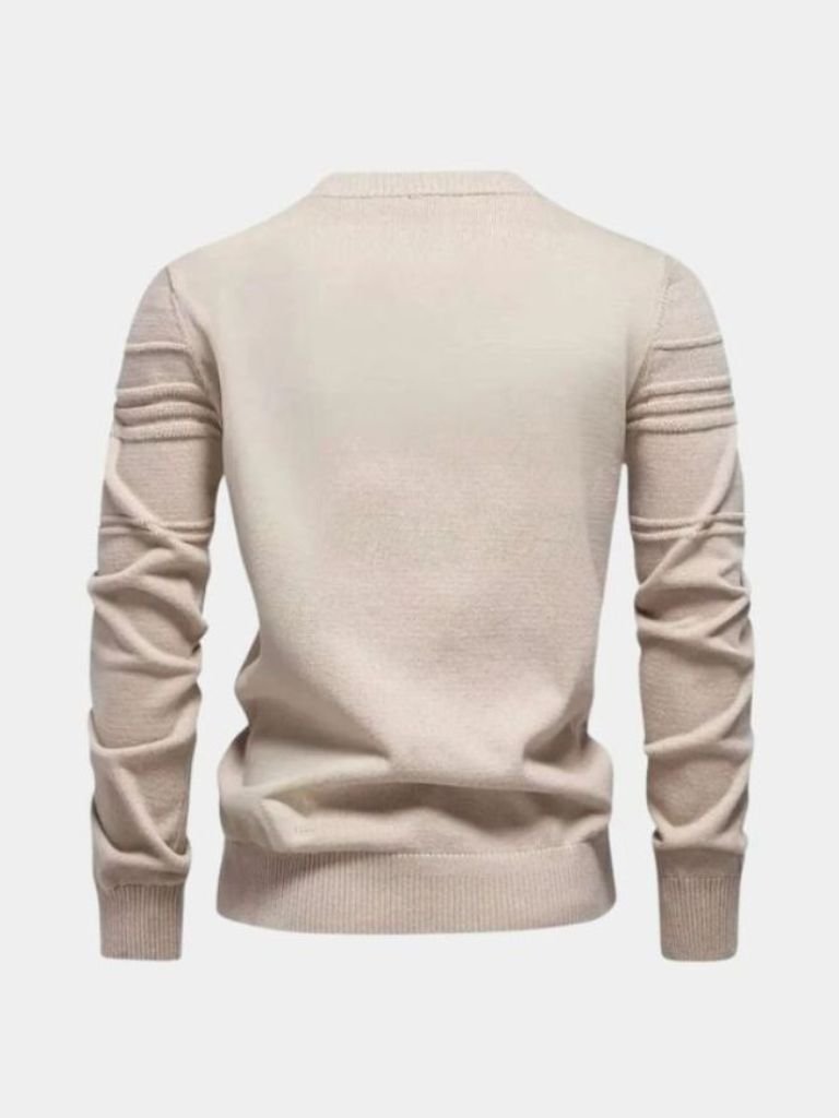 Cotton Knitted Stripped Crew Neck Pullover Sweater - Cross & Crown - Cross & Crown