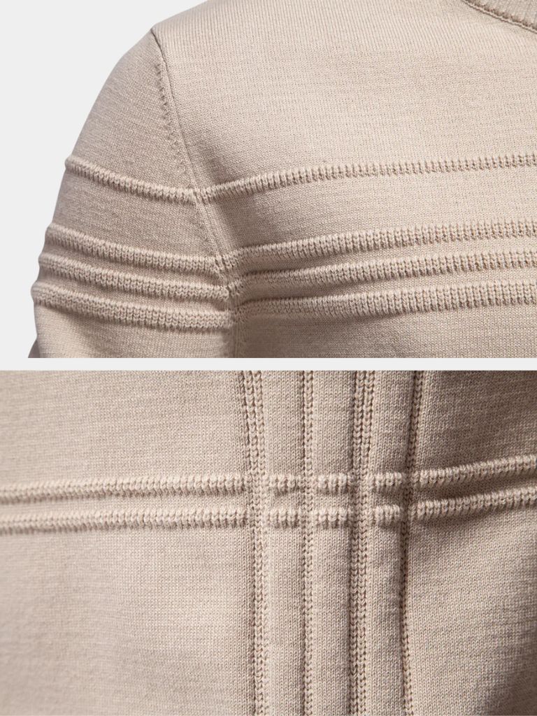 Cotton Knitted Stripped Crew Neck Pullover Sweater - Cross & Crown - Cross & Crown