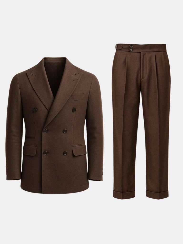 Dark Brown Garbadine Suit - Cross & Crown - Cross & Crown