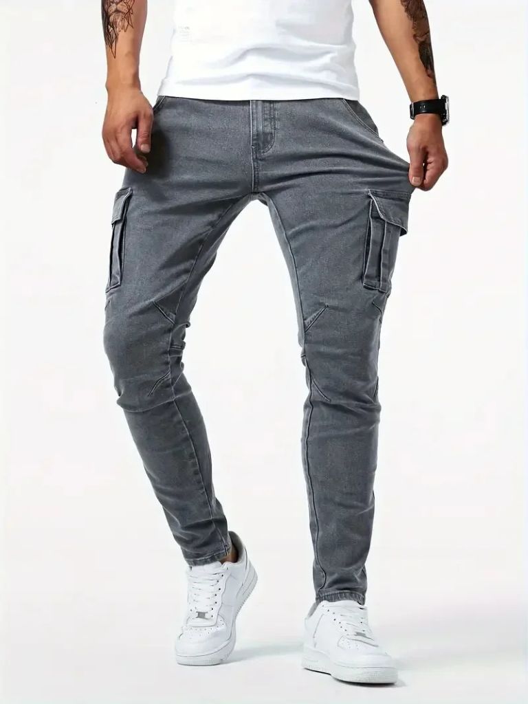 Denim Jeans Cargo Trousers - Cross & Crown - Cross & Crown