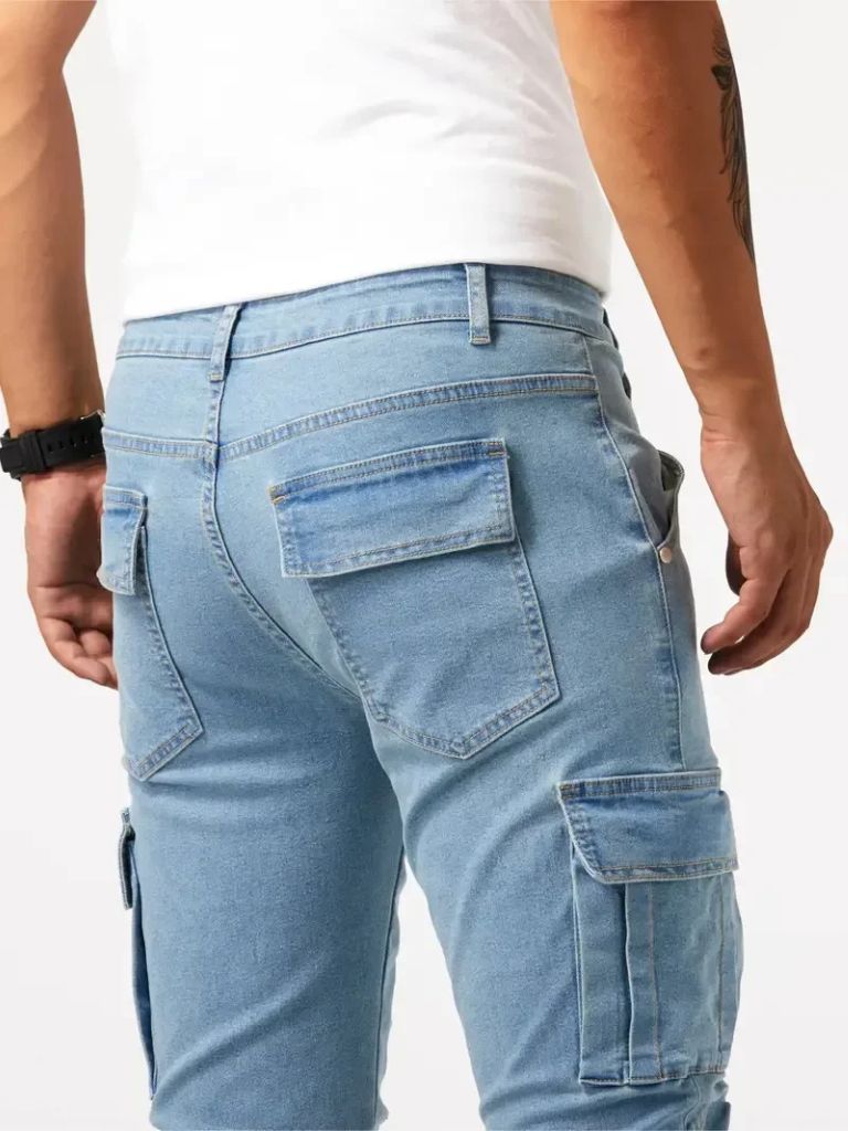 Denim Jeans Cargo Trousers - Cross & Crown - Cross & Crown