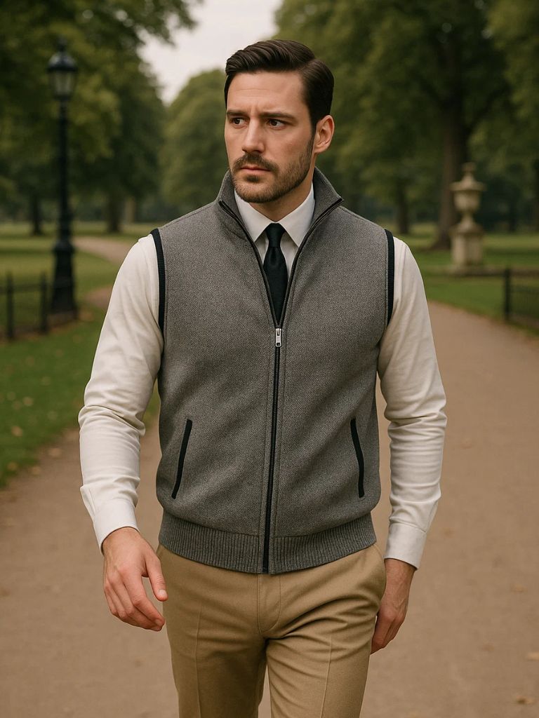 Elegant Full - Zip Sweater Vest - Cross & Crown - Cross & Crown