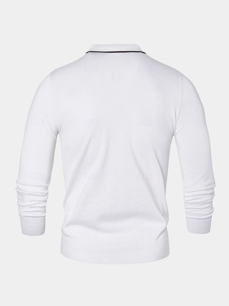 Ivory Elite Long Sleeve Polo – Cross & Crown - Cross & Crown