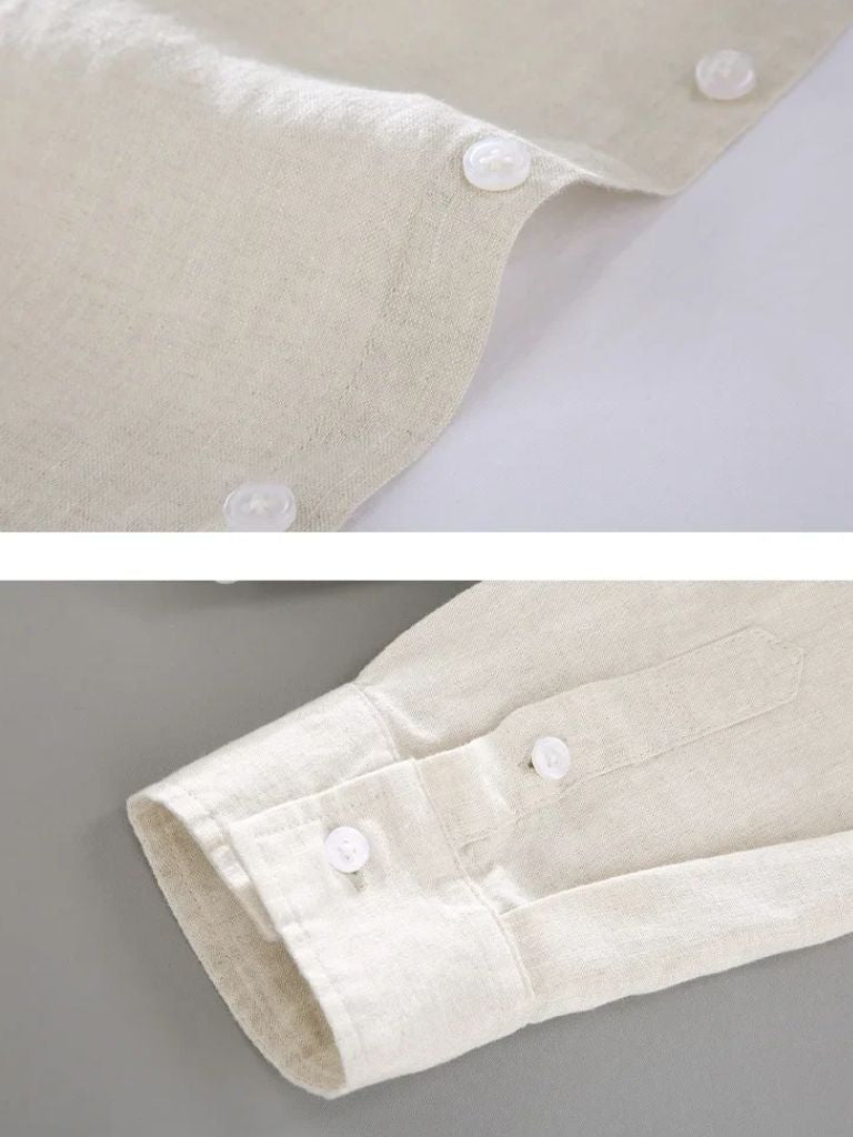 Long Sleeve Essential Linen Shirt - Cross & Crown - Cross & Crown