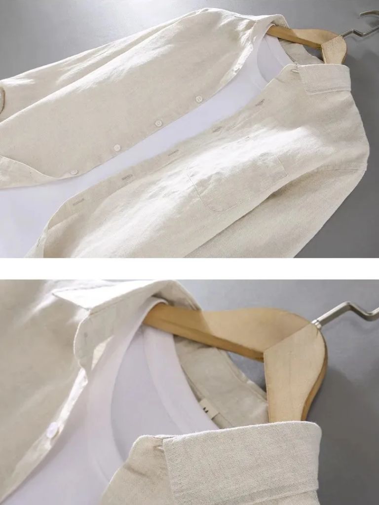 Long Sleeve Essential Linen Shirt - Cross & Crown - Cross & Crown