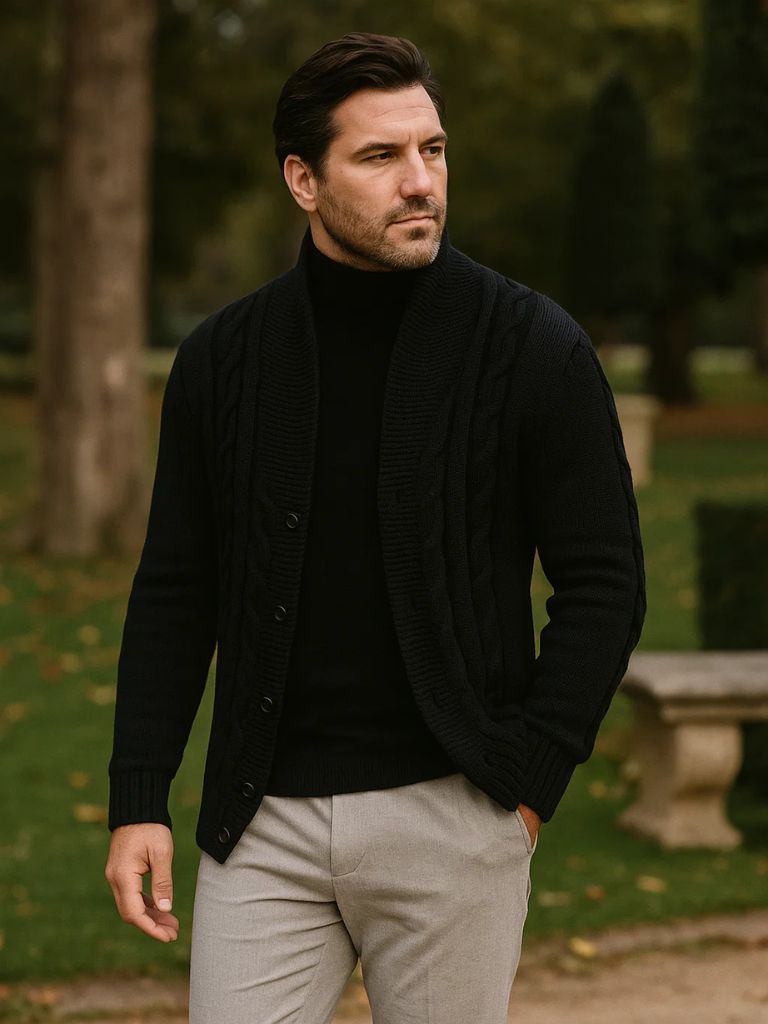 Men's Elegant Knit Cardigan - Cross & Crown - Cross & Crown