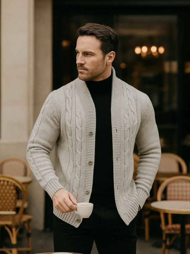 Men's Elegant Knit Cardigan - Cross & Crown - Cross & Crown
