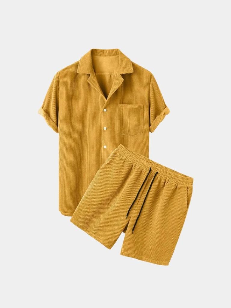 Minimalist Corduroy Set Shorts and Shirt - Cross & Crown - Cross & Crown