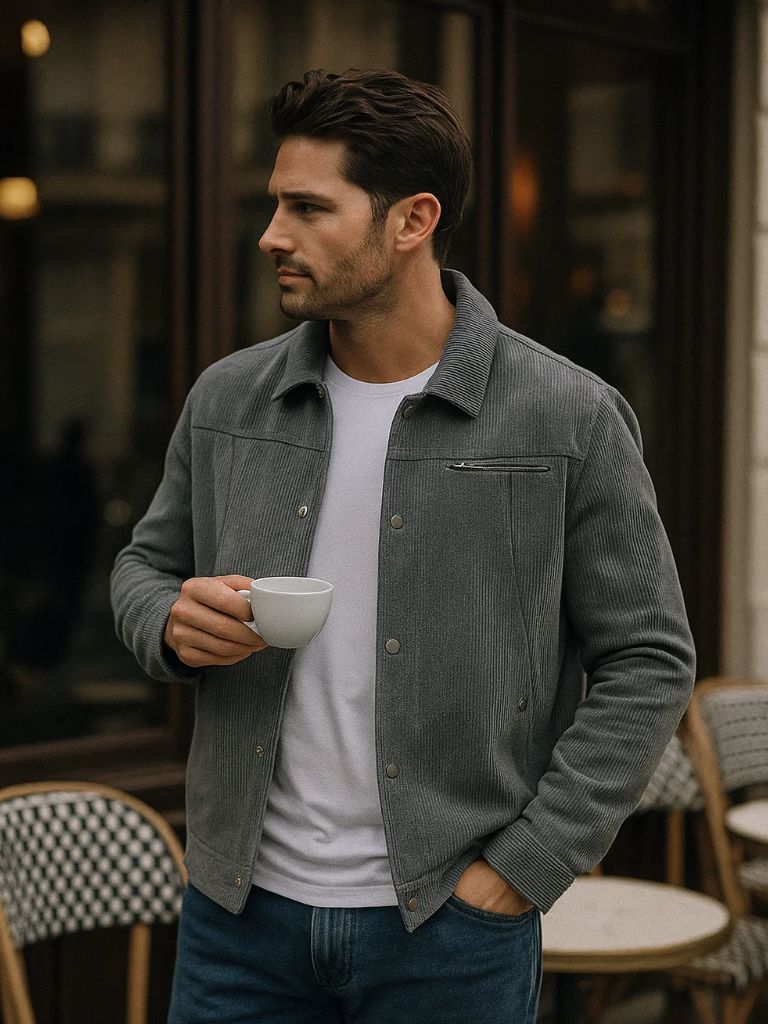 Minimalist Corduroy Sherpa Jacket - Cross & Crown - Cross & Crown