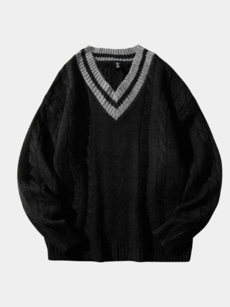 Minimalist V - Neck Sweater - Cross & Crown - Cross & Crown
