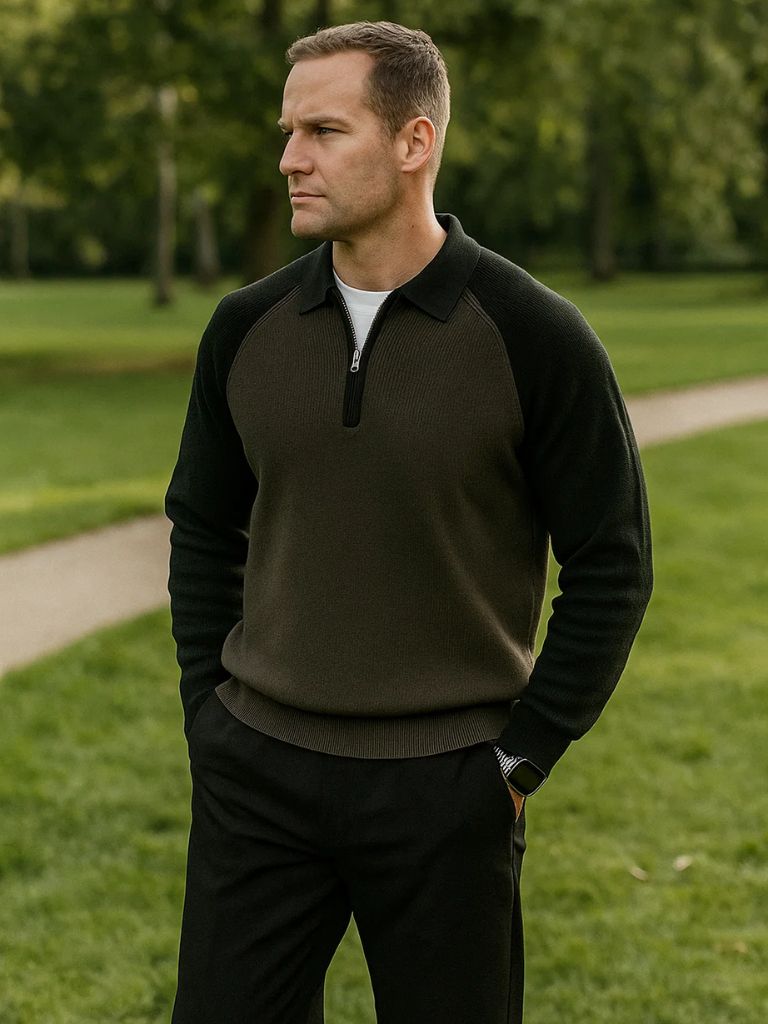 Raglan Quarter Zip Sweater - Cross & Crown - Cross & Crown
