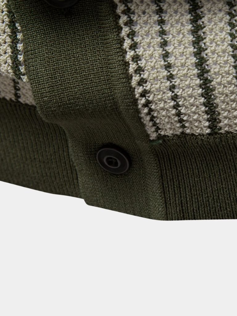 Striped Knit Polo Shirt - Cross & Crown - Cross & Crown