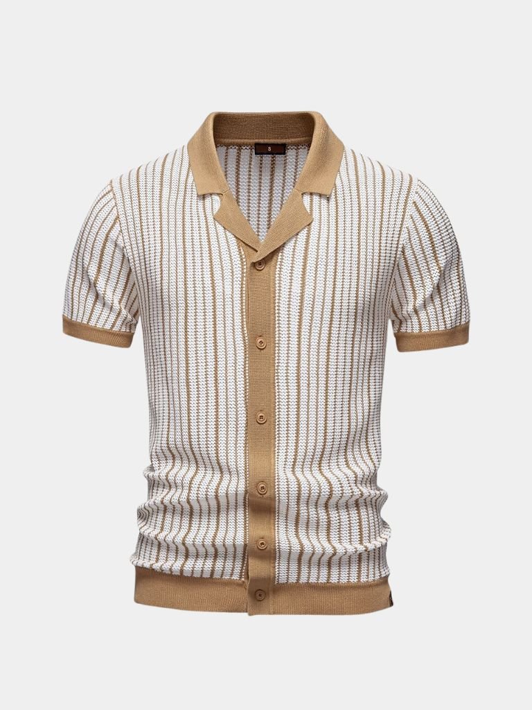 Striped Knit Polo Shirt - Cross & Crown - Cross & Crown