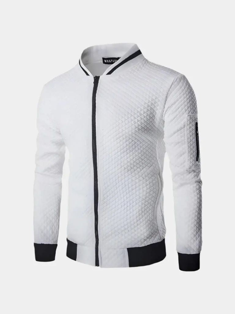 Textured Casual Bomber Jacket - Cross & Crown - Cross & Crown