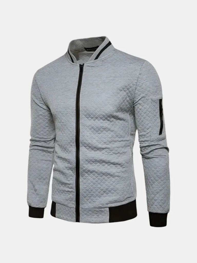 Textured Casual Bomber Jacket - Cross & Crown - Cross & Crown