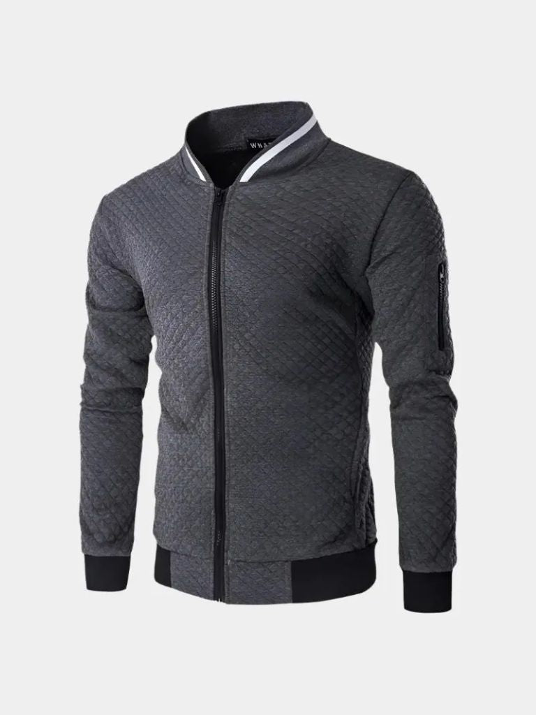 Textured Casual Bomber Jacket - Cross & Crown - Cross & Crown