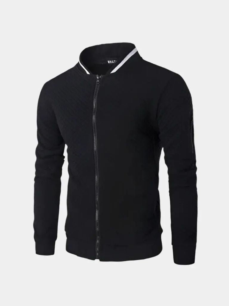 Textured Casual Bomber Jacket - Cross & Crown - Cross & Crown