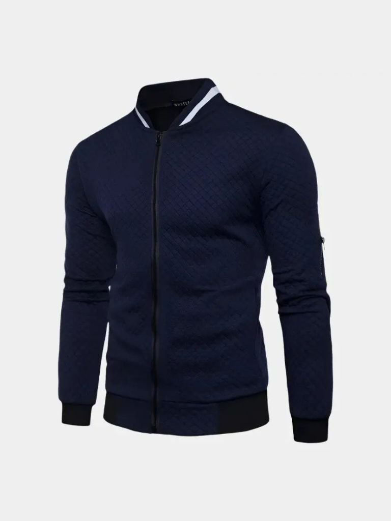 Textured Casual Bomber Jacket - Cross & Crown - Cross & Crown