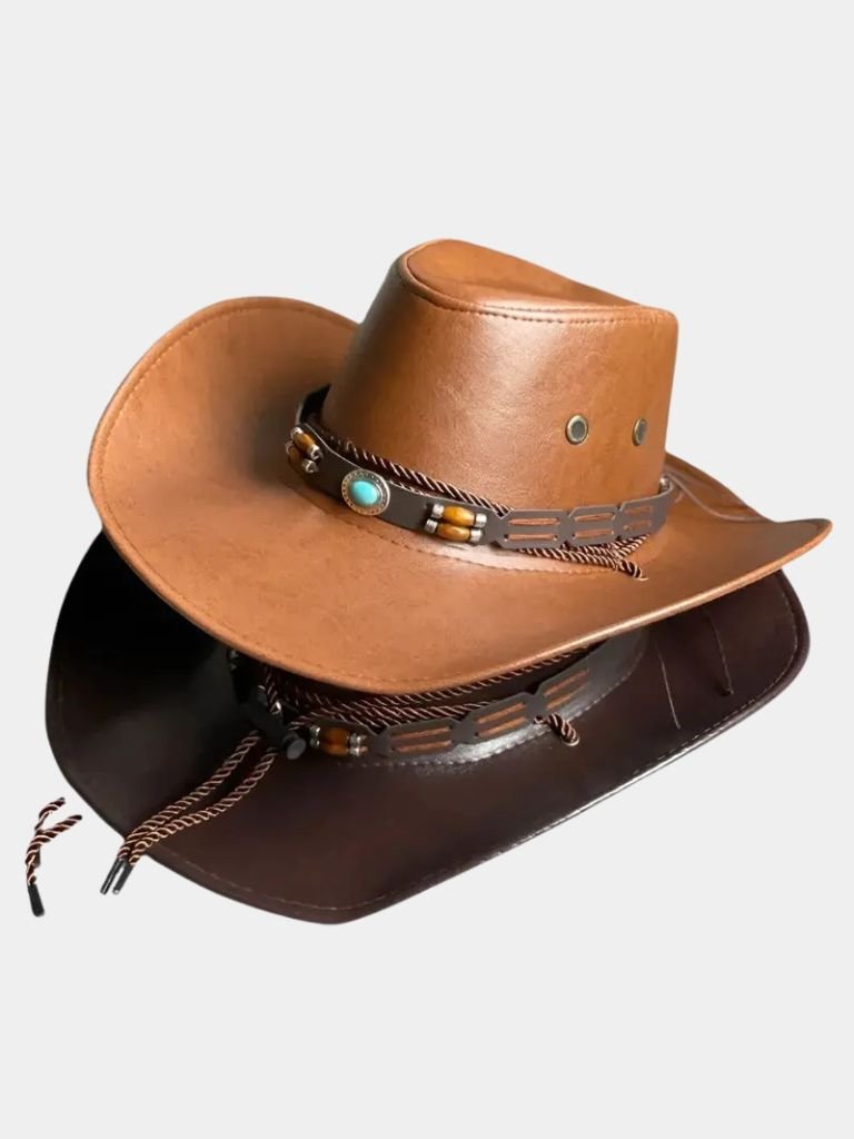 Western Cowboy Leather Hat - Cross & Crown - Cross & Crown