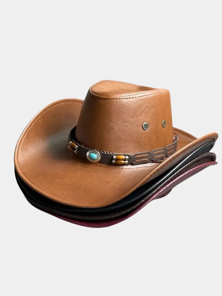 Western Cowboy Leather Hat - Cross & Crown - Cross & Crown