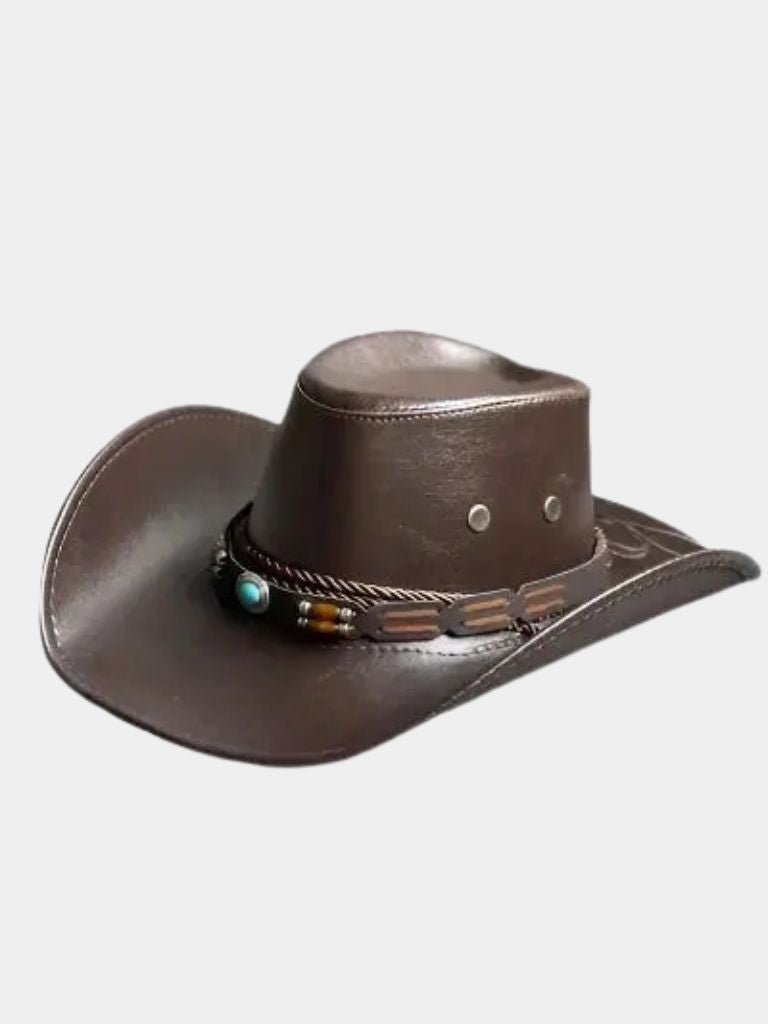 Western Cowboy Leather Hat - Cross & Crown - Cross & Crown