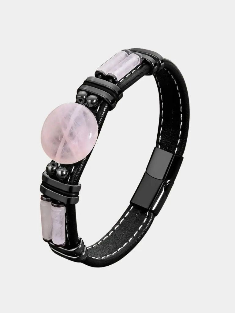 Natural Onyx Stone Bracelet - Cross & Crown